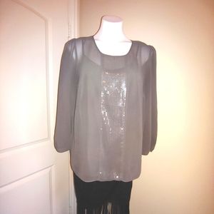 Sequin Blouse with Camisole in Grey Size 10